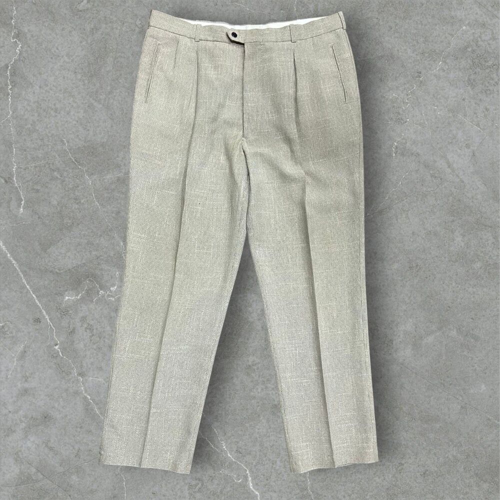 PRONTI Casual Vintage Dress Pleated Tan Brown Slacks Pants Men's Size 40 x 32